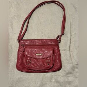 Elegant Red Leather Crossbody Bag 👜 Koltav Red Faux Leather Crossbody Bag
